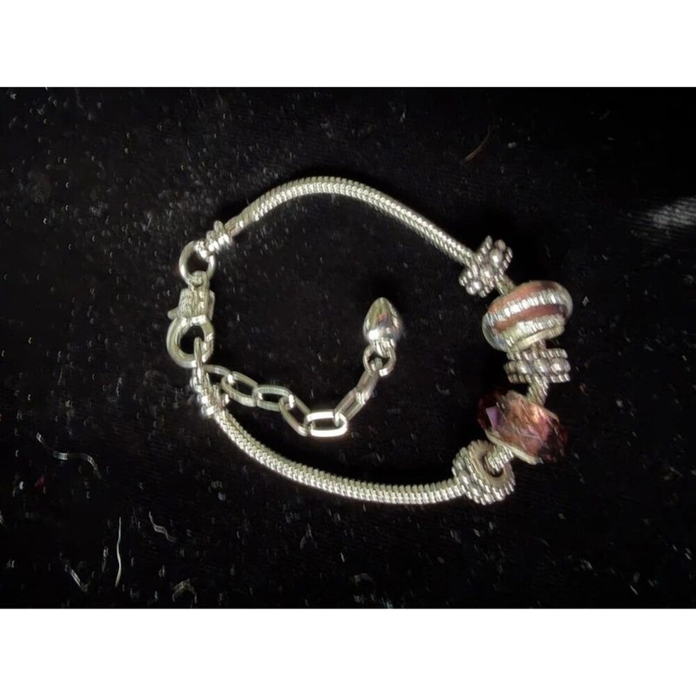 Silver-Tone Bead Charm Bracelet, Snake Chain, 8"
